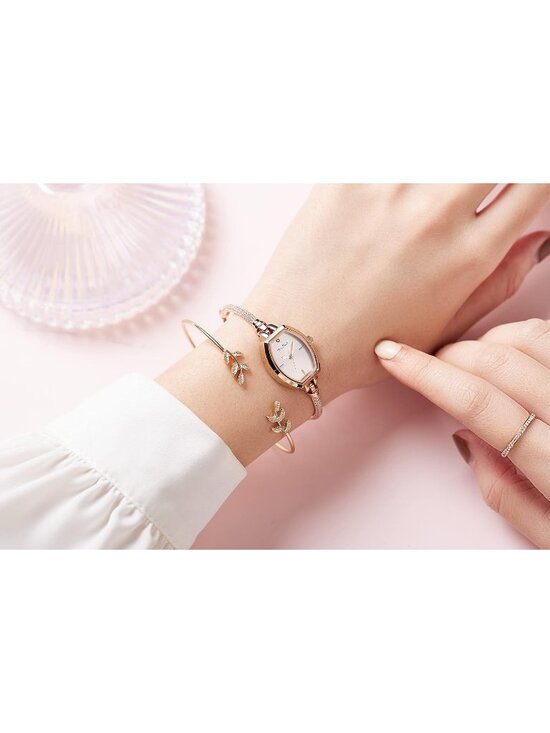Womens Rose Gold Analog Quartz Diamond Waterproof Elegance Petite Bracelet Watch